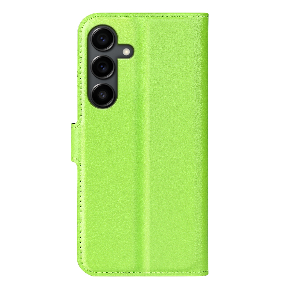 Litchi knížkové pouzdro na Samsung Galaxy S25 FE - zelené