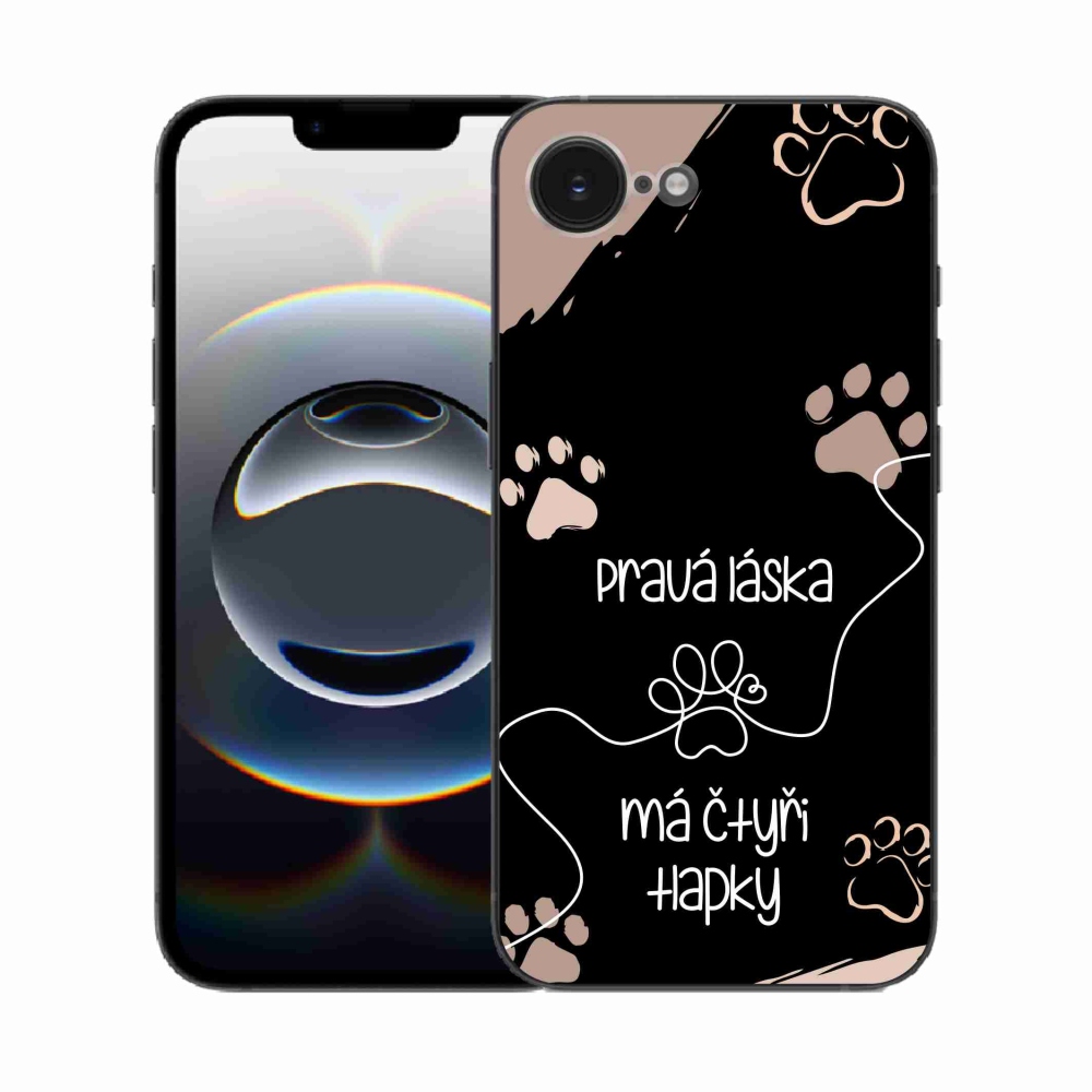 Gelový kryt mmCase na iPhone 16e - psí motiv 1 černé pozadí