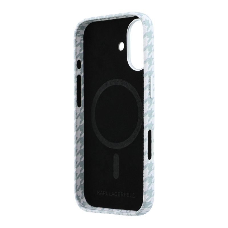 Karl Lagerfeld PU Houndstooth Resin Plate MagSafe Zadní Kryt pro iPhone 17 Blue