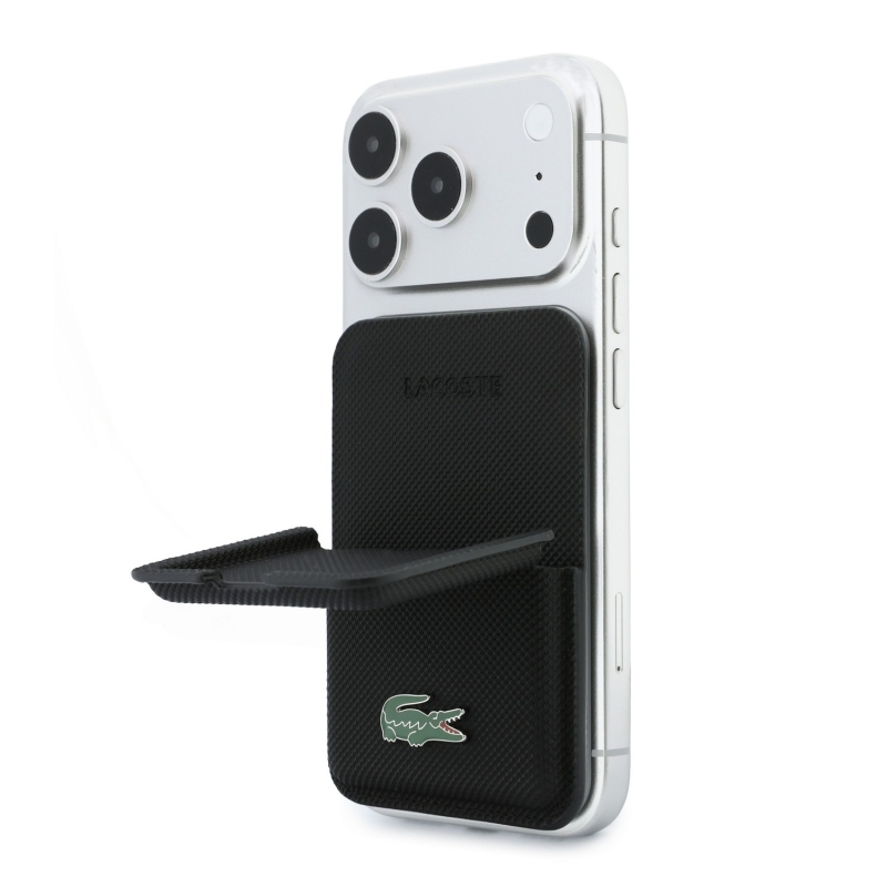 Lacoste PVC Iconic Petit Pique MagSafe Peněženka se Stojánkem Black