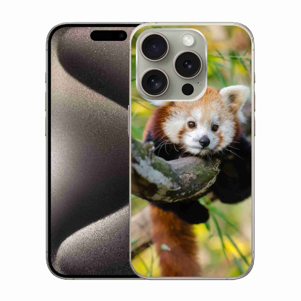 Gelový kryt mmCase na iPhone 15 Pro - panda červená