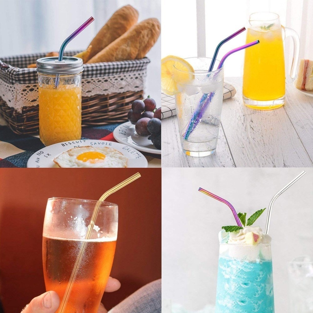 Stylová zahnutá brčka z nerezu 4 ks pro každodenní použití