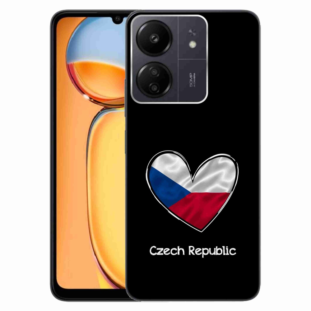 Gelový kryt mmCase na Xiaomi Poco C65/Redmi 13C - vlajka srdce černé pozadí