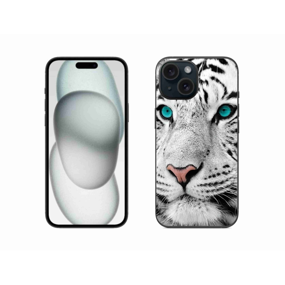 Gelový kryt mmCase na iPhone 15 - bílý tygr