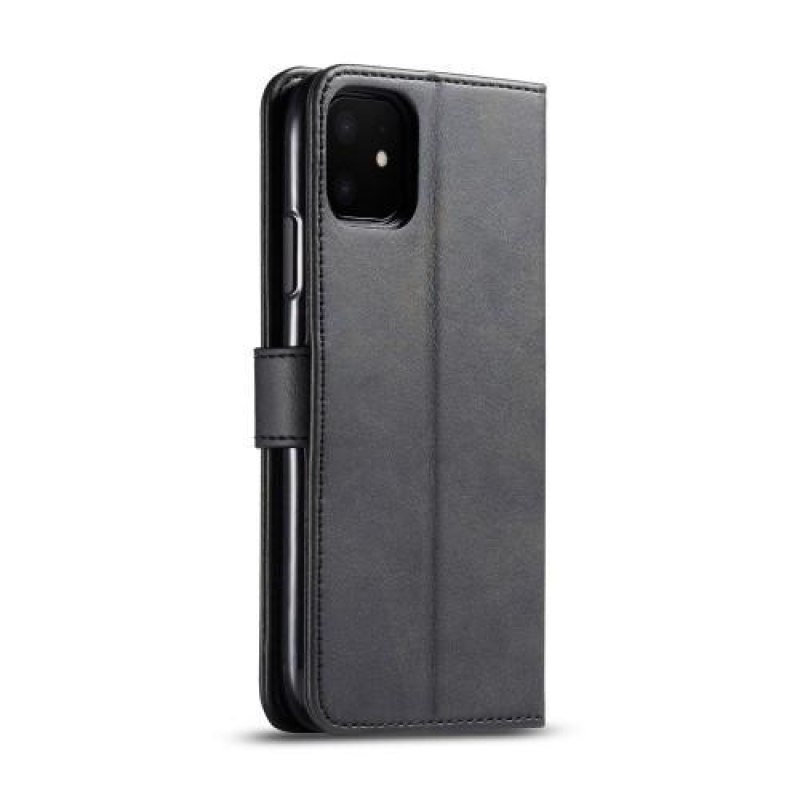 Imeek PU kožené peněženkové pouzdro na mobil Apple iPhone 11 6.1 (2019) - černé