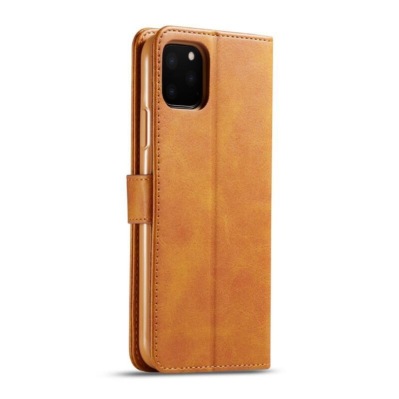 Imeek PU kožené peněženkové pouzdro na mobil Apple iPhone 11 Pro Max 6.5 (2019) - hnědé