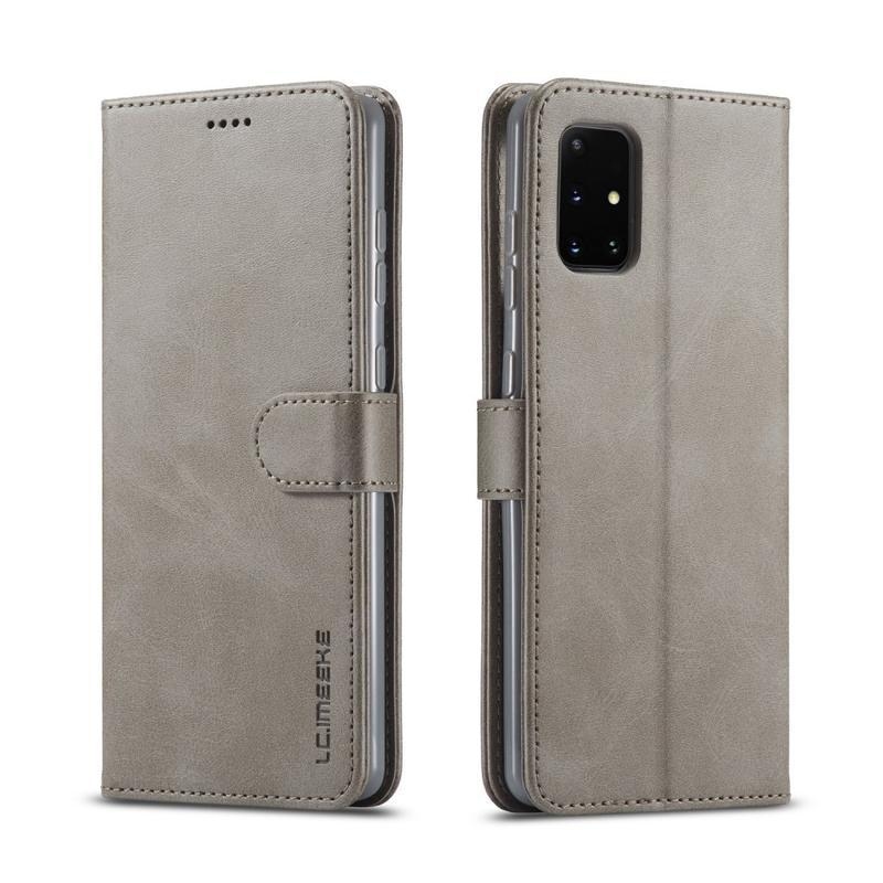 IMEEKE PU kožené peněženkové pouzdro na mobil Samsung Galaxy A31 - šedé