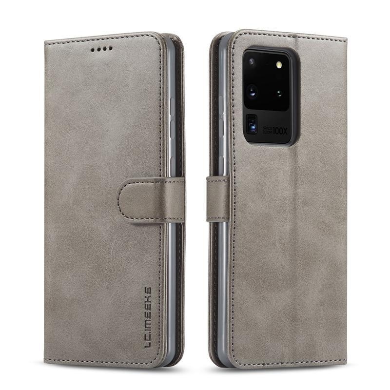 IMEEKE PU kožené peněženkové pouzdro na mobil Samsung Galaxy S20 Ultra - šedé