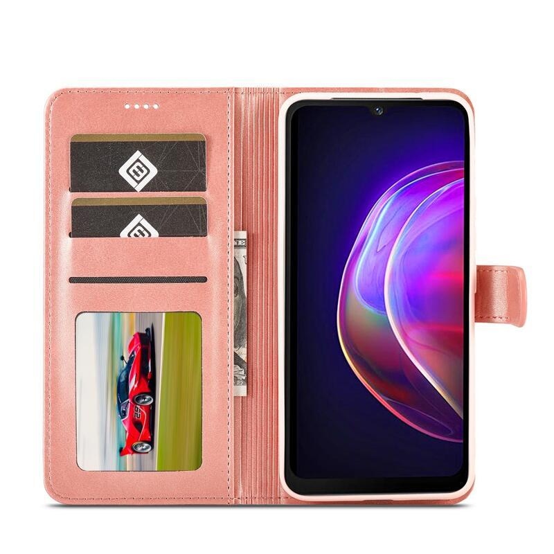 IMEEKE PU kožené peněženkové pouzdro na mobil Vivo V21 4G/5G - růžové