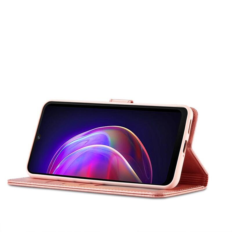 IMEEKE PU kožené peněženkové pouzdro na mobil Vivo V21 4G/5G - růžové