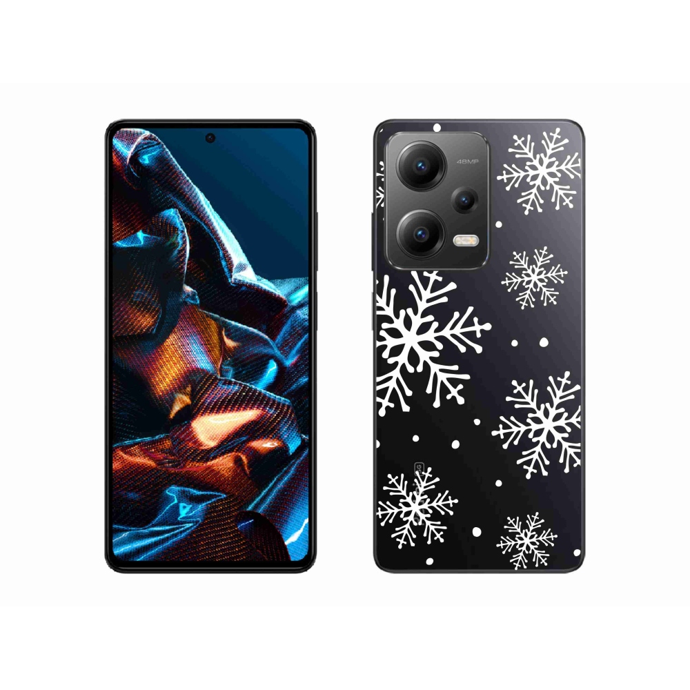Gelový kryt mmCase na Xiaomi Redmi Note 12 Pro 5G - bílé vločky na průhledném pozadí