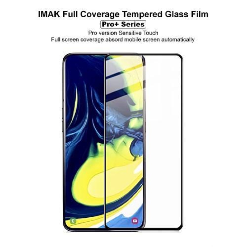 IMK celoplošné tvrzené sklo na mobil Samsung Galaxy A80 - černý lem