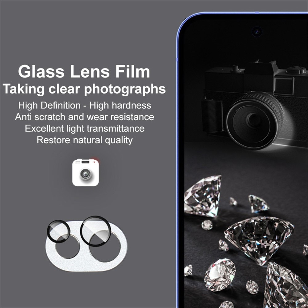 IMK kovová krytka + sklo čočky fotoaparátu na mobil Google Pixel 10a - stříbrné