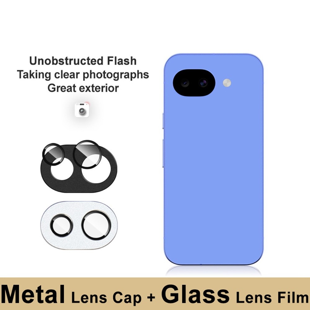 IMK kovová krytka + sklo čočky fotoaparátu na mobil Google Pixel 10a - stříbrné