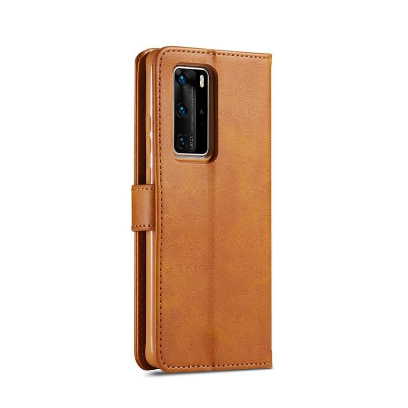 IMK PU kožené peněženkové pouzdro na mobil Huawei P40 Pro - hnědé