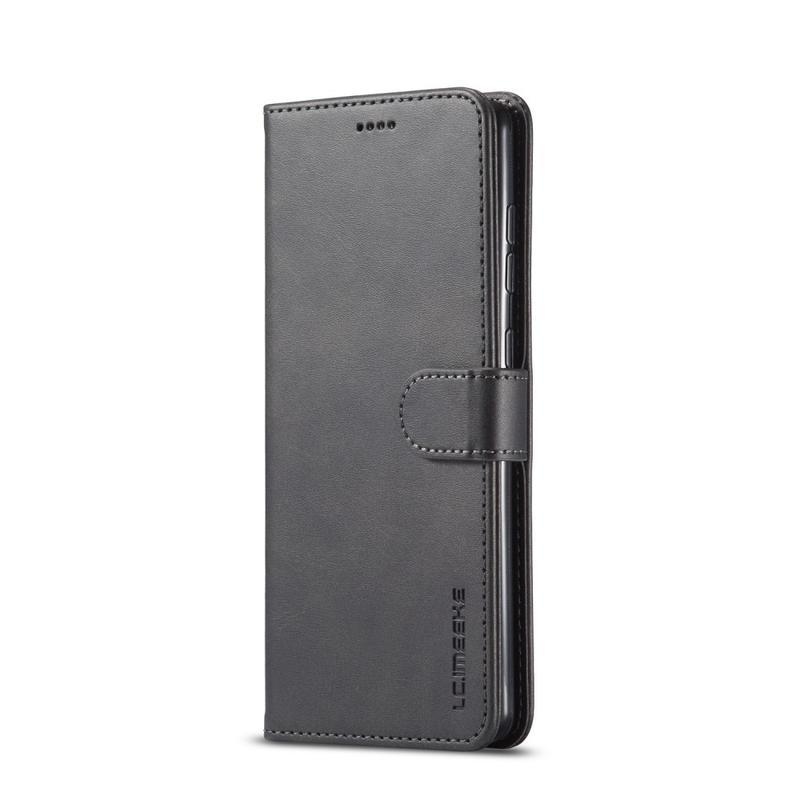 IMK PU kožené peněženkové pouzdro na mobil Samsung Galaxy A71 - černé