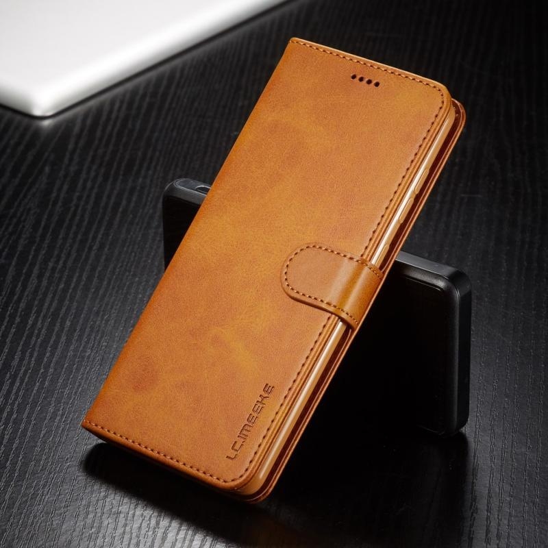 IMK PU kožené peněženkové pouzdro na mobil Samsung Galaxy A71 - hnědé