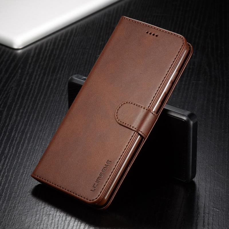 IMK PU kožené peněženkové pouzdro na mobil Samsung Galaxy A71 - kávové