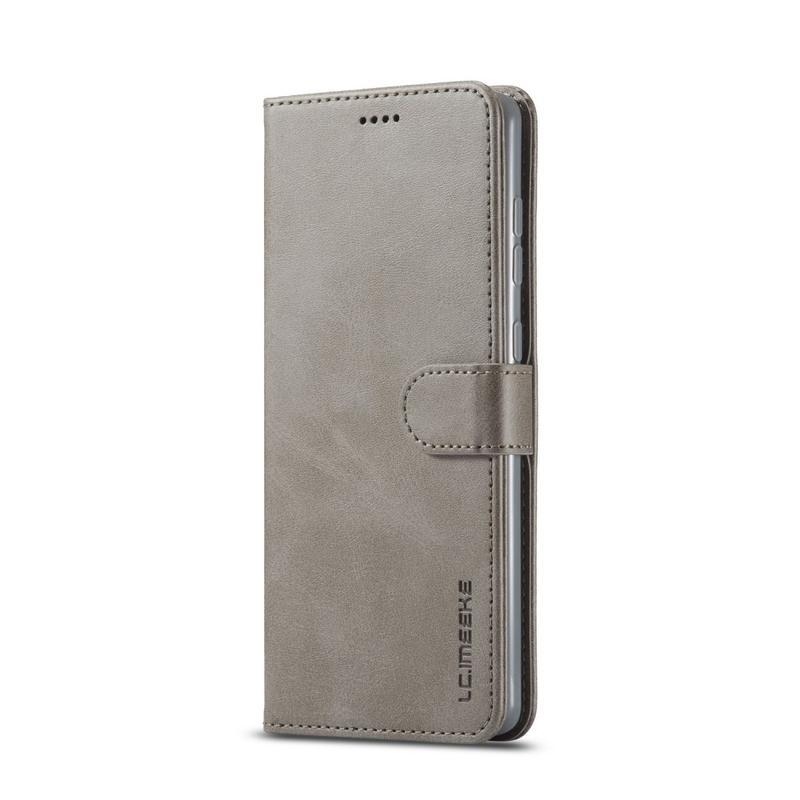 IMK PU kožené peněženkové pouzdro na mobil Samsung Galaxy A71 - šedé