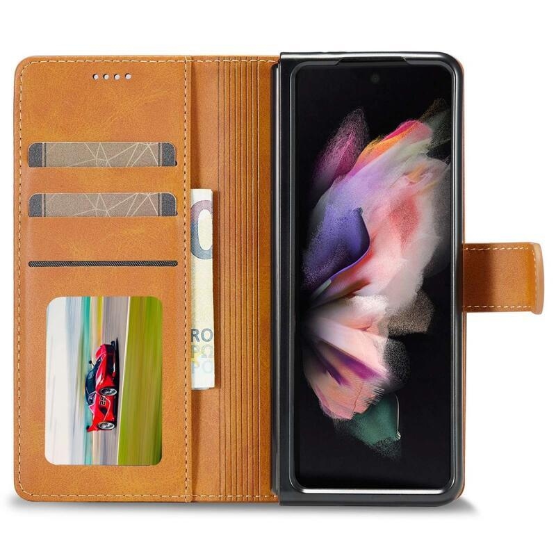 IMK PU kožené pouzdro pro mobil Samsung Galaxy Z Fold4 5G - světlehnědé