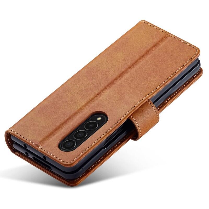 IMK PU kožené pouzdro pro mobil Samsung Galaxy Z Fold4 5G - světlehnědé