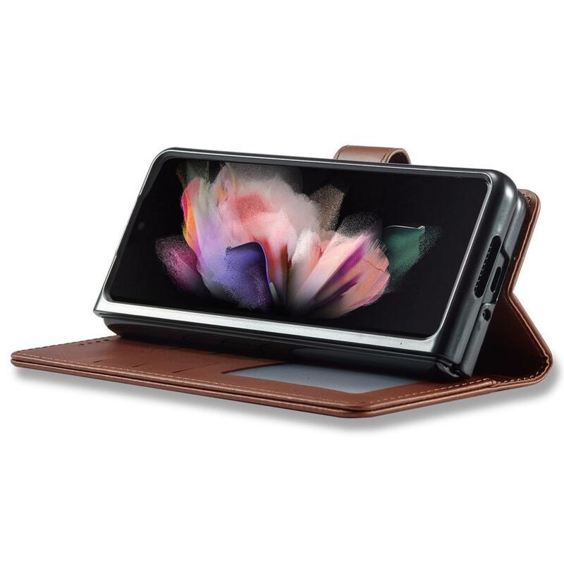 IMK PU kožené pouzdro pro mobil Samsung Galaxy Z Fold4 5G - tmavěhnědé
