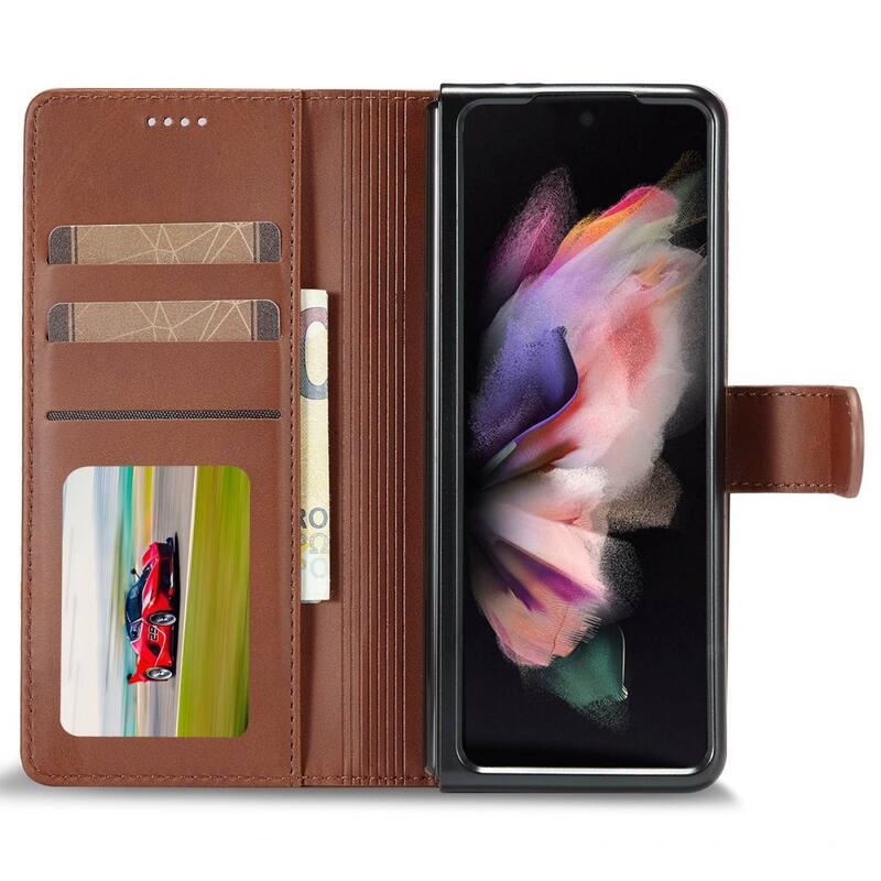 IMK PU kožené pouzdro pro mobil Samsung Galaxy Z Fold4 5G - tmavěhnědé