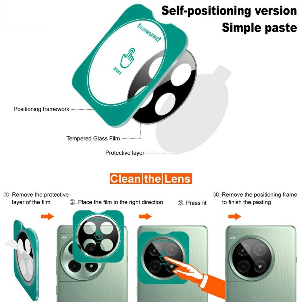 IMK sklo čočky fotoaparátu na mobil OnePlus 13 s aplikačním rámečkem - černé