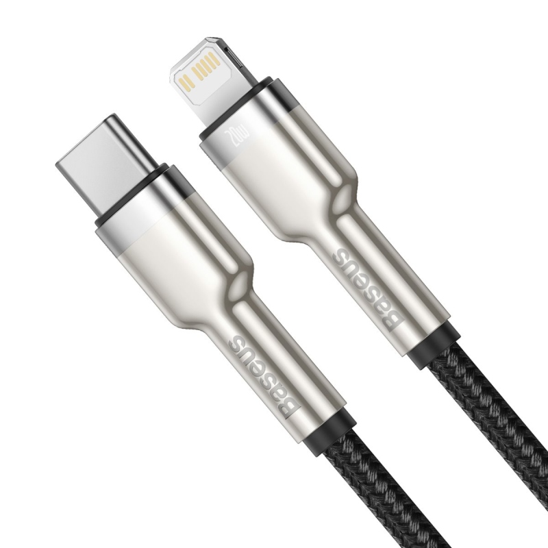 Baseus Cafule Metal Series Datový Kabel USB-C - Lighting 20W 0.25m Black