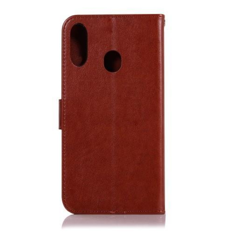 Imprint PU kožené peněženkové pouzdro na mobil Samsung Galaxy A30 / A20 - hnědý