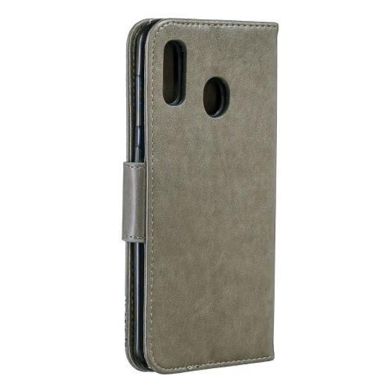 Imprint PU kožené pouzdro na mobil Samsung Galaxy A30 / A20 - šedý