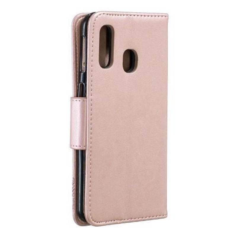 Imprint PU kožené pouzdro na mobil Samsung Galaxy A40 - růžový