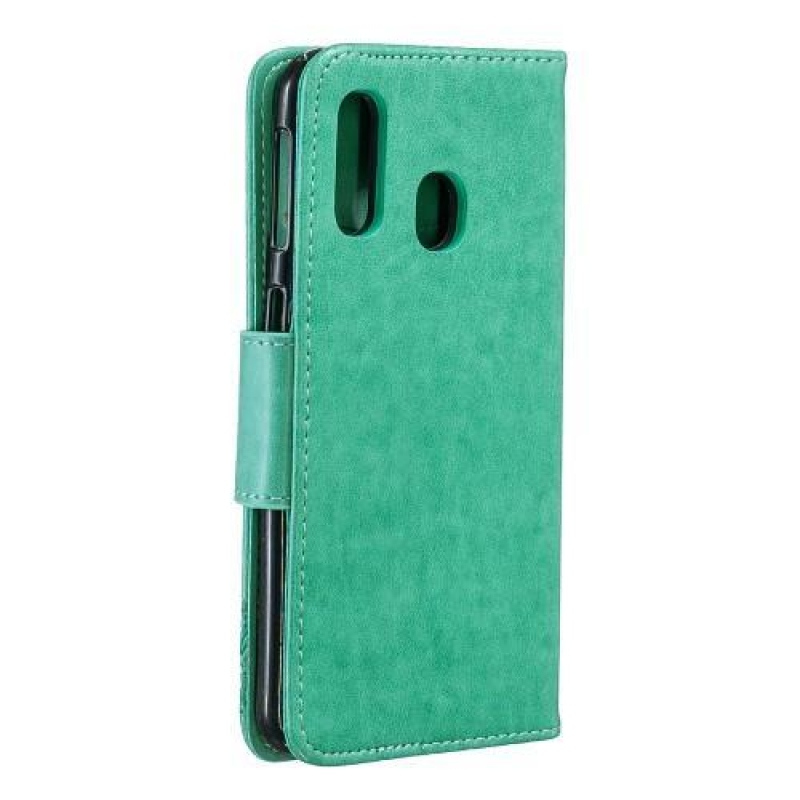 Imprint PU kožené pouzdro na mobil Samsung Galaxy A40 - zelený
