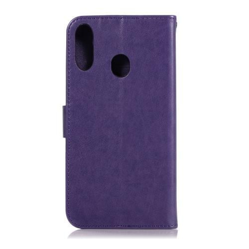 Imprinted PU kožené peněženkové pouzdro na mobil Samsung Galaxy A40 - fialový