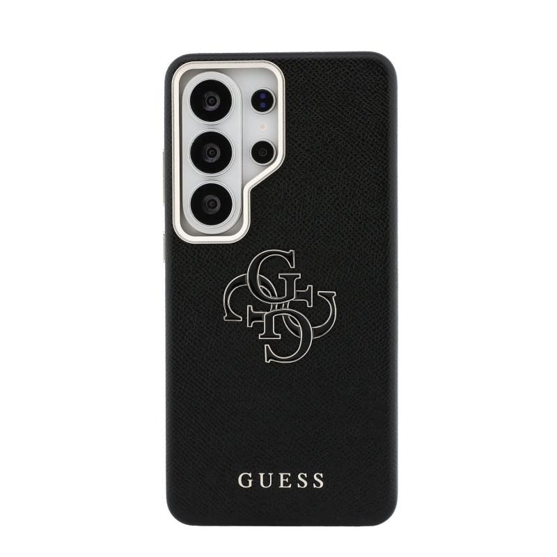 Guess PU 4G Resin Metal Logo Zadní Kryt pro Samsung Galaxy S26 Ultra Black