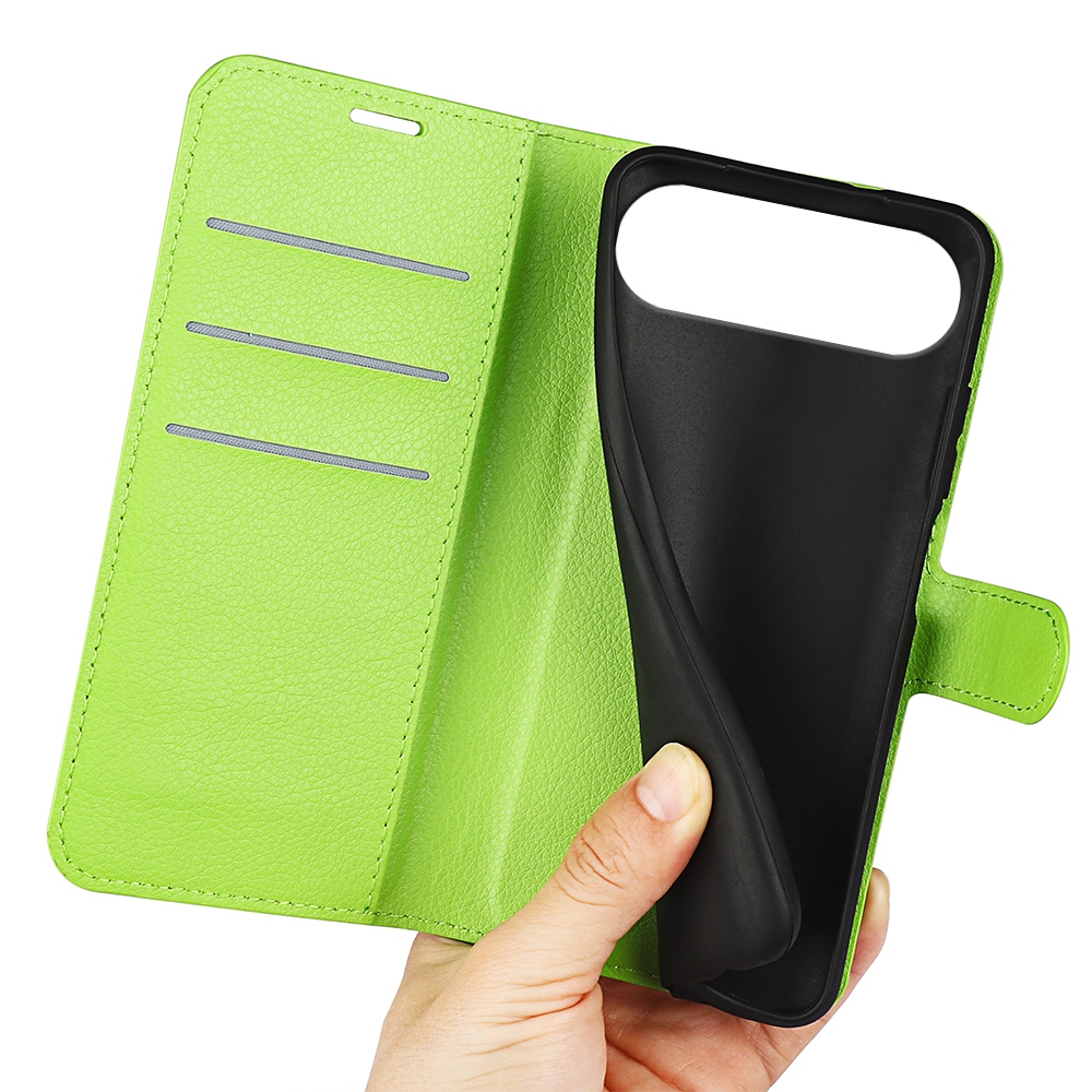 Litchi knížkové pouzdro na iPhone 17 Air - zelené