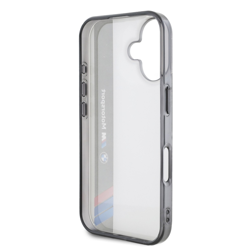 BMW IML Motorsport Vertical Stripe Zadní Kryt pro iPhone 16 Grey