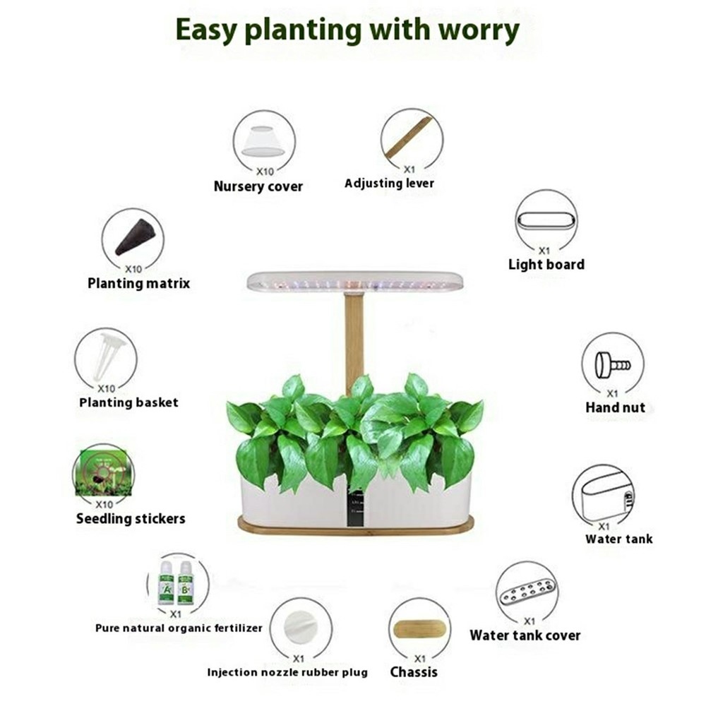 Inteligentní hydroponický květináč s LED světlem pro domácí pěstování bylinek