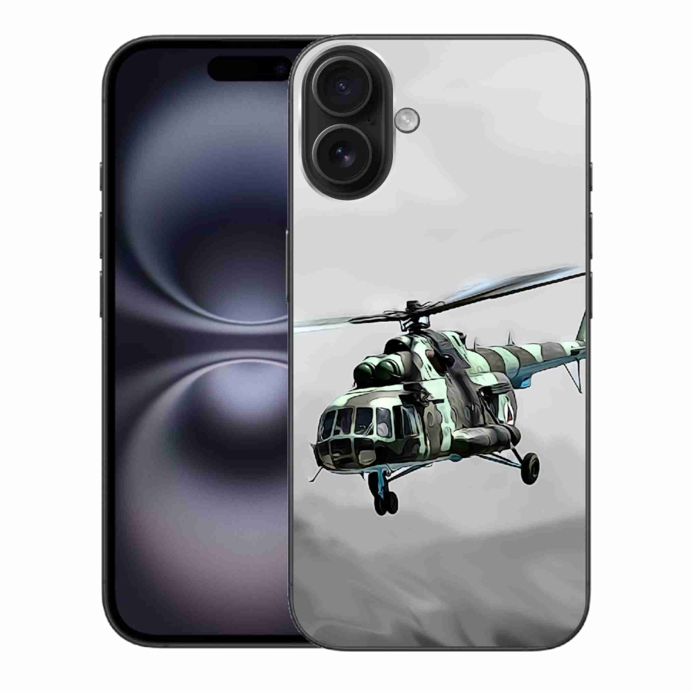 Gelový kryt mmCase na iPhone 16 Plus - vojenský vrtulník
