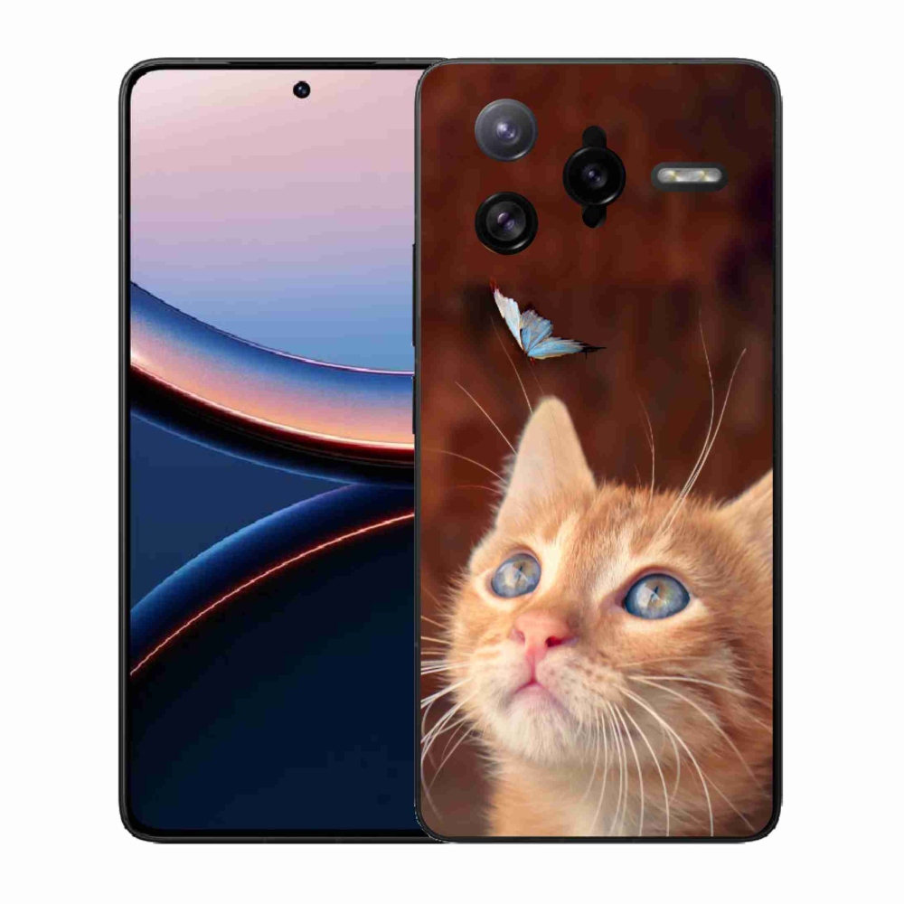 Gelový kryt mmCase na Xiaomi Poco F7 Ultra - motýl a kotě