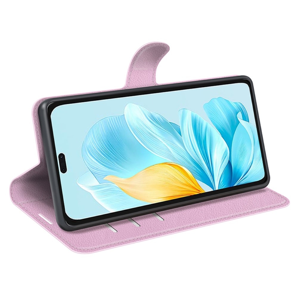 Litchi knížkové pouzdro na Honor 200 Lite 5G - růžové