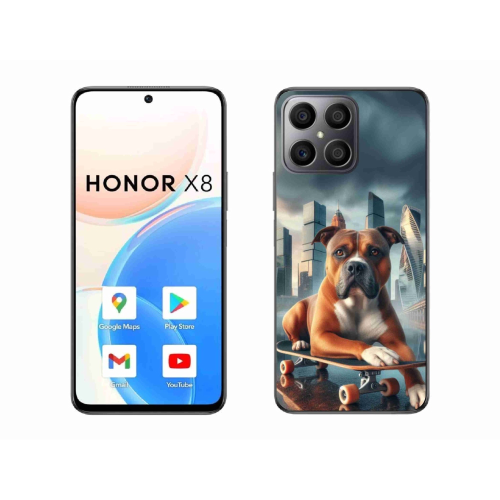 Gelový kryt mmCase na Honor X8 4G - pes na skateboardu