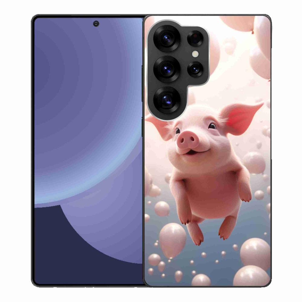 Gelový kryt mmCase na Samsung Galaxy S25 Ultra - prasátko s balónky