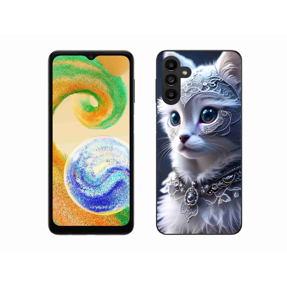 Gelový kryt mmCase na Samsung Galaxy A04s (164.7x76.7x9.1mm) - bílá kočka