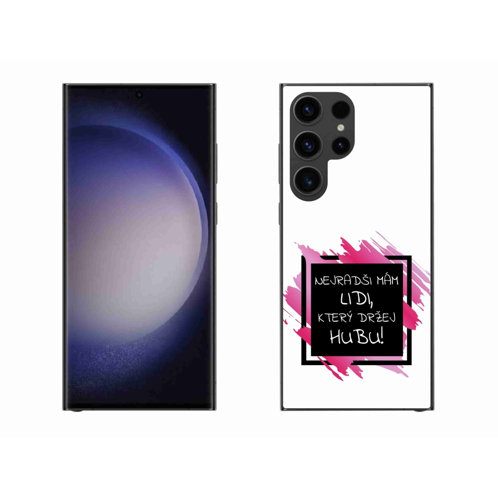 Gelový kryt mmCase na Samsung Galaxy S23 Ultra 5G - vtipný text 7 černobílé pozadí