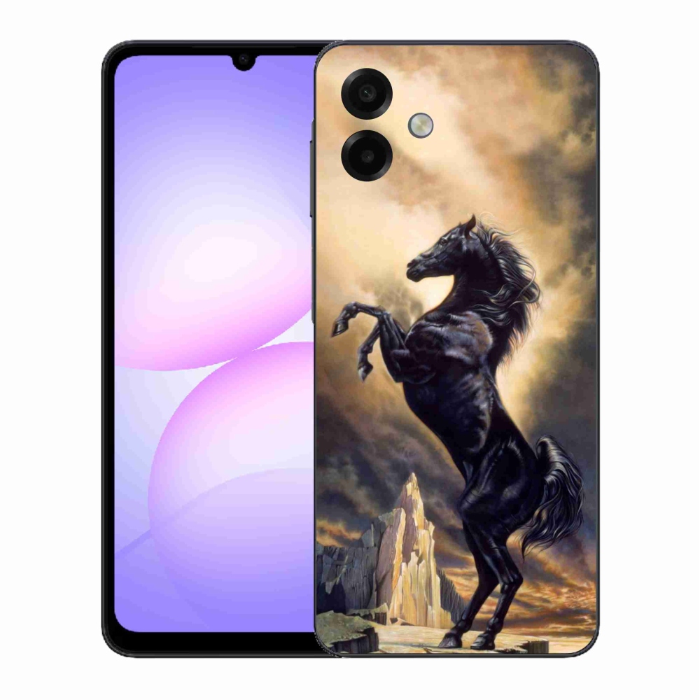 Gelový kryt mmCase na Samsung Galaxy A07 4G - černý kreslený kůň
