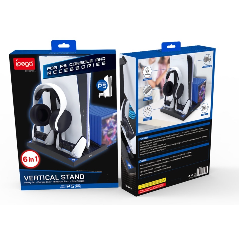 iPega P5013 Charger and Cooling Station pro PS5 a PS5 Controller Black