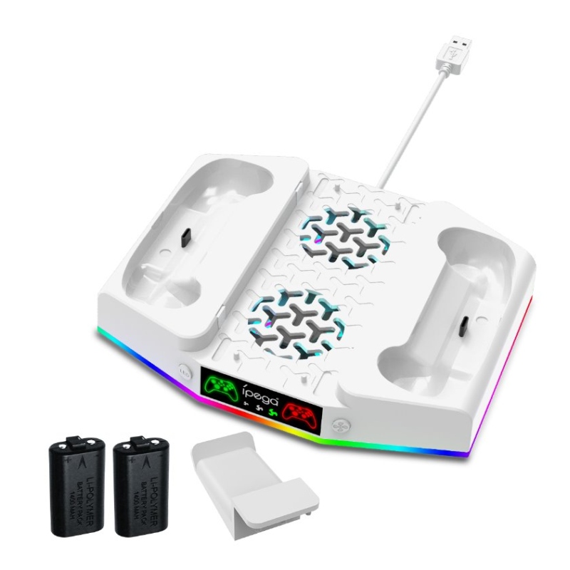 iPega XBS011S Multifunkční Nabíjecí RGB Stojan s Chlazením pro Xbox Series S + 2ks Baterií