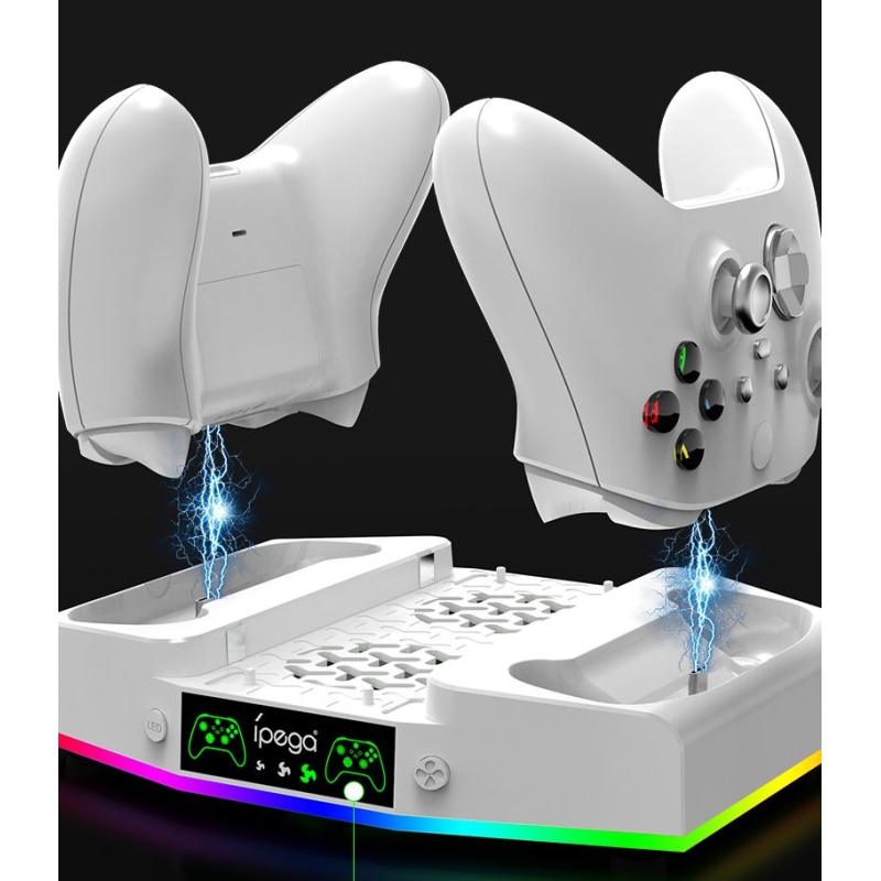 iPega XBS011S Multifunkční Nabíjecí RGB Stojan s Chlazením pro Xbox Series S + 2ks Baterií