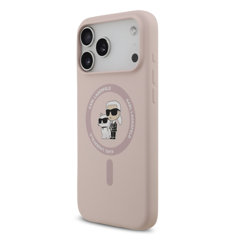 Karl Lagerfeld Liquid Silicone Karl and Choupette MagSafe Zadní Kryt pro iPhone 17 Pro Max Pink